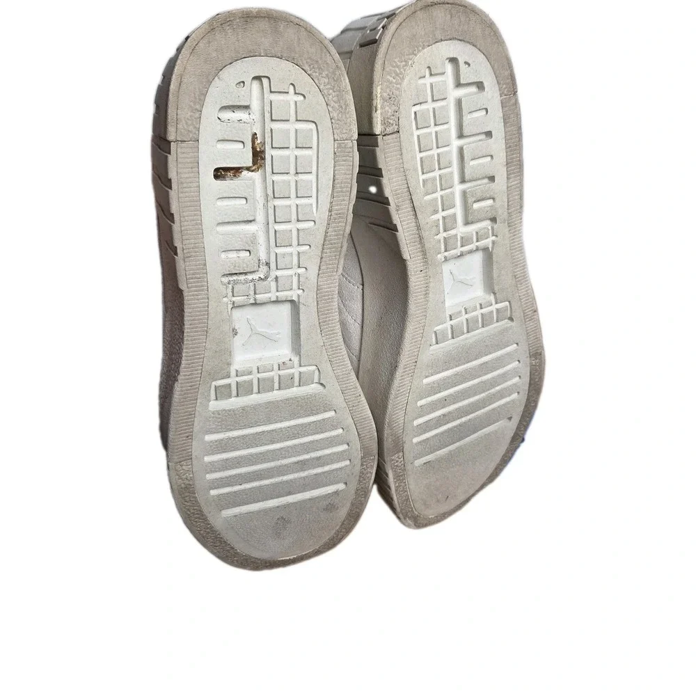 Puma Cream Gray Cali‎ Wedge Platform Womens Suede Running Shoes Size 10